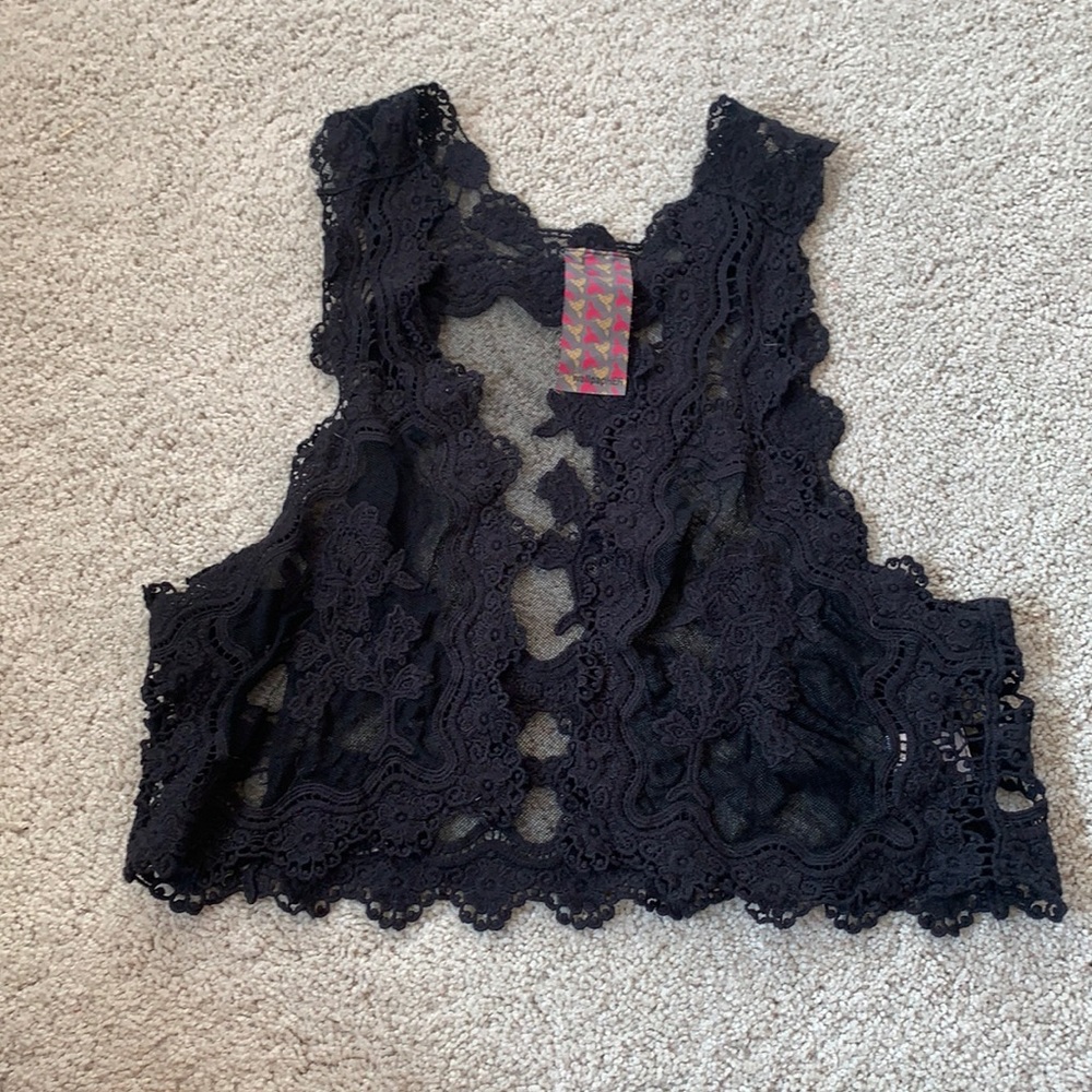 Black lace vest